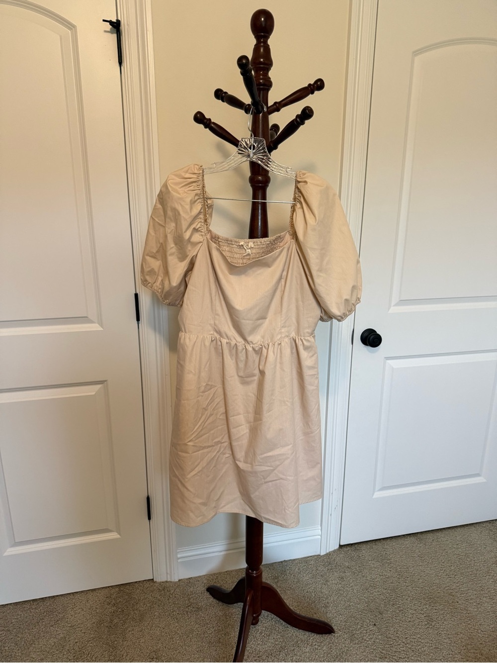 Copper Key Soft Beige Square-Neck Dress
